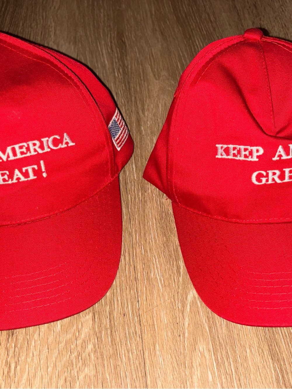 NWOT Lot of 2 Keep America Great Red Adjustable Baseball Caps USA b71